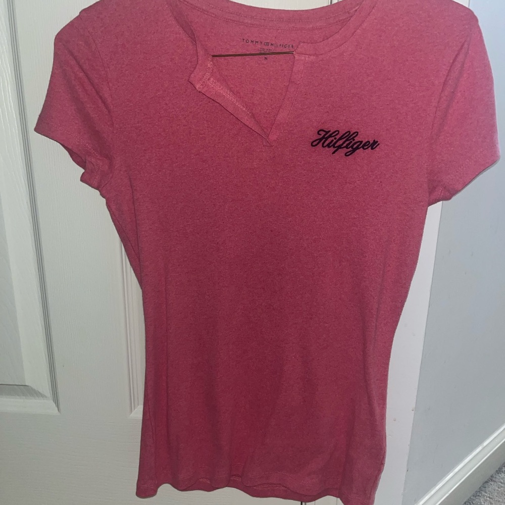 Tommy Hilfiger Pink Fitted Polo Tee